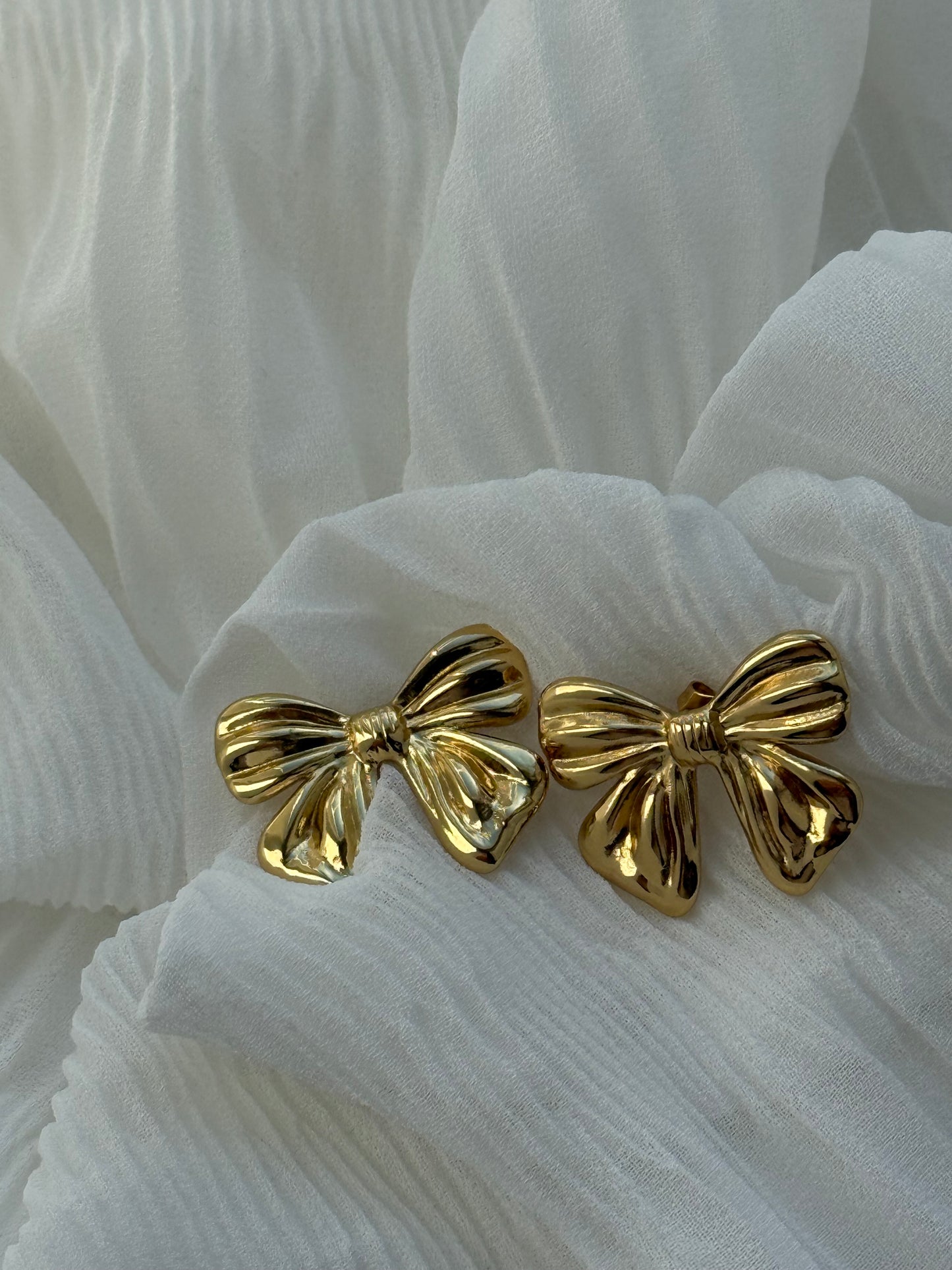 Goldene Stecker Ohrringe Schleife - 11113