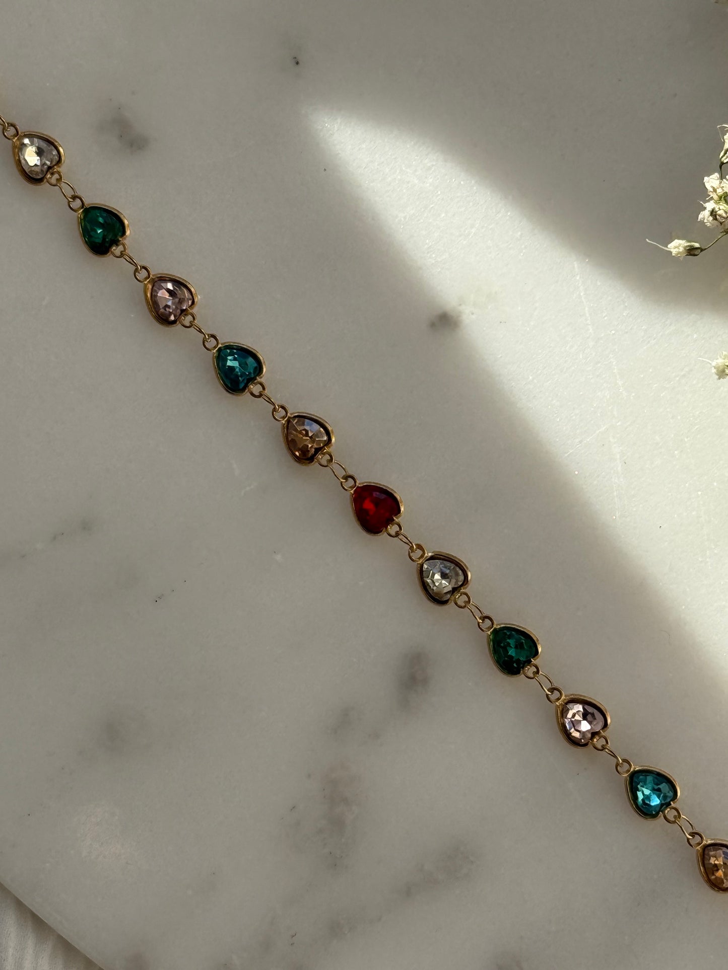 Edelstahl Armband Bunt mit Herzen - 11066