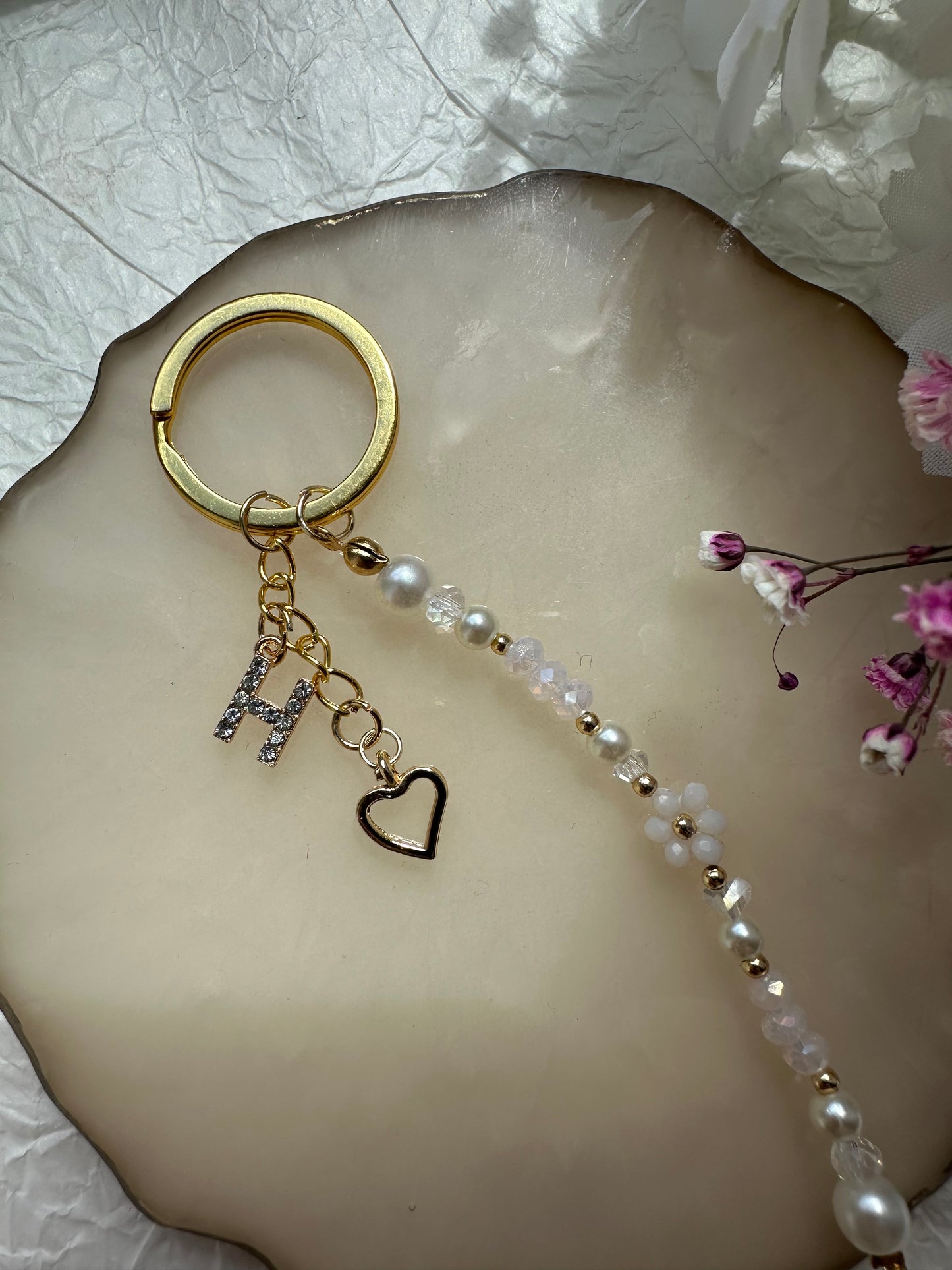 Personalisierter Schlüsselanhänger mit einem Herz Anhänger - 10048