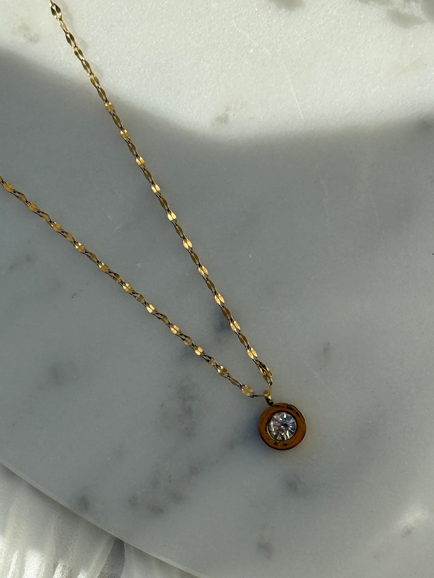 Halskette Edelstahl mit Zirkonia Stein - 11030