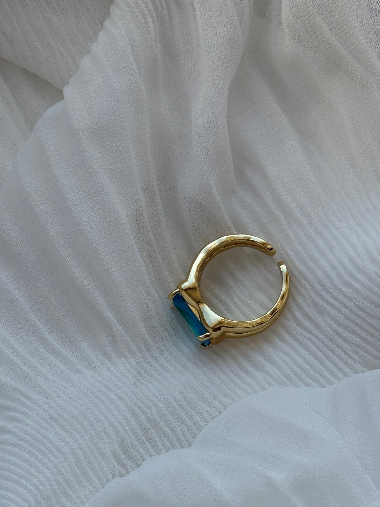Edelstahl Gold Blue Ring - 11138