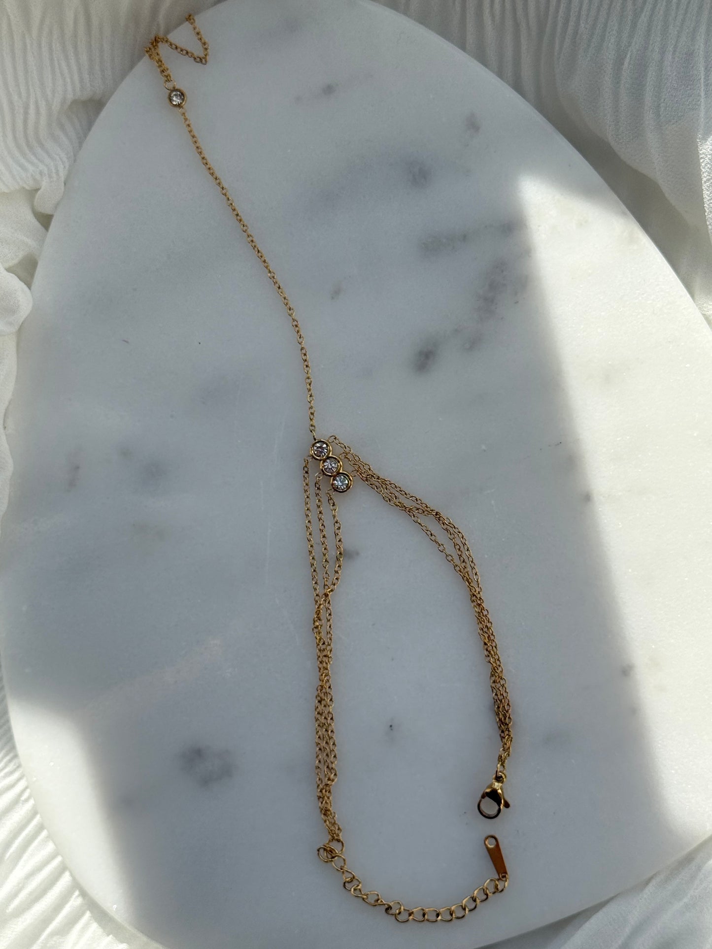 Handkette Edelstahl mit Steinen - 10951