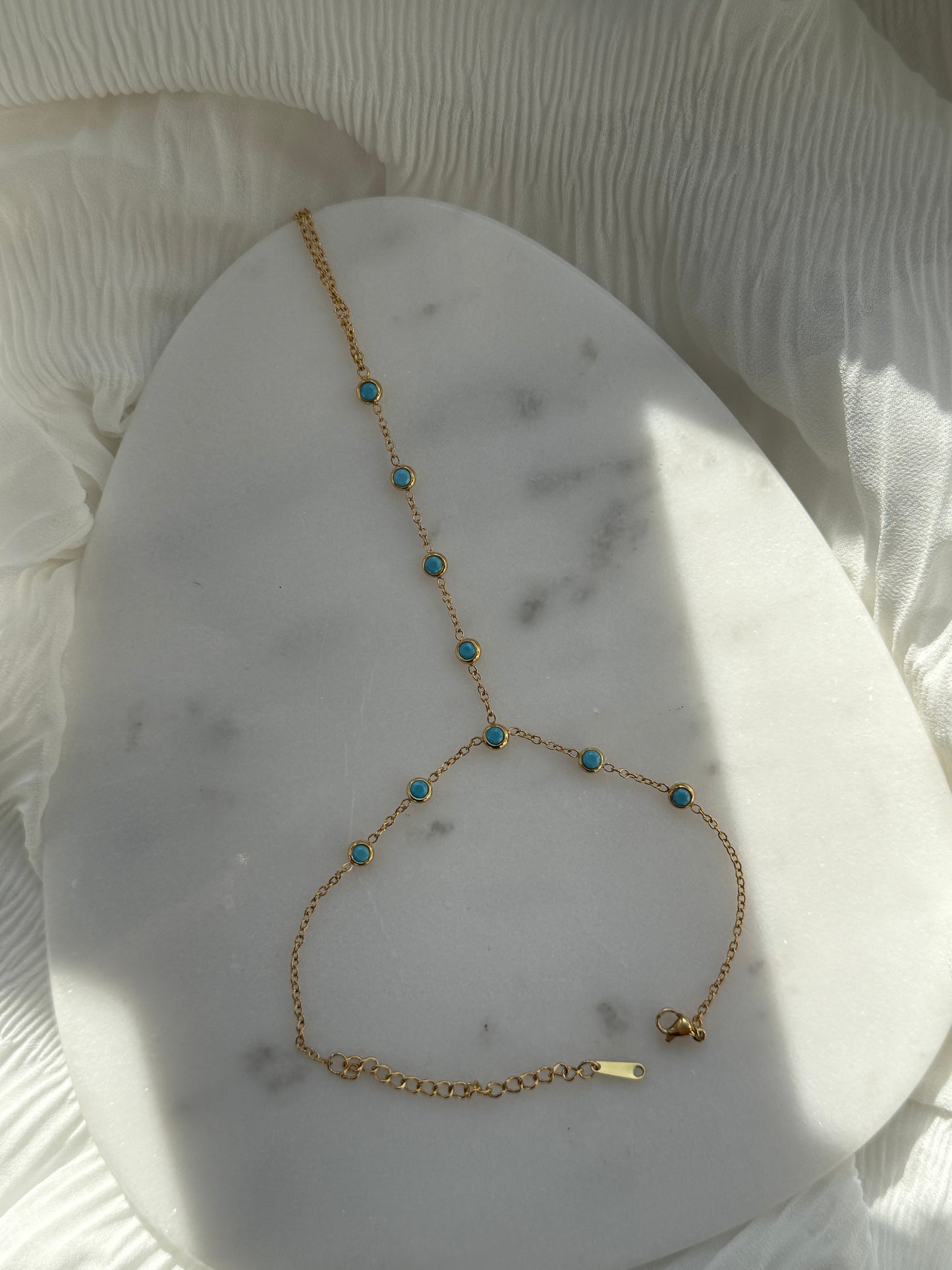 Handkette Edelstahl mit Blauen Steinen- 10947