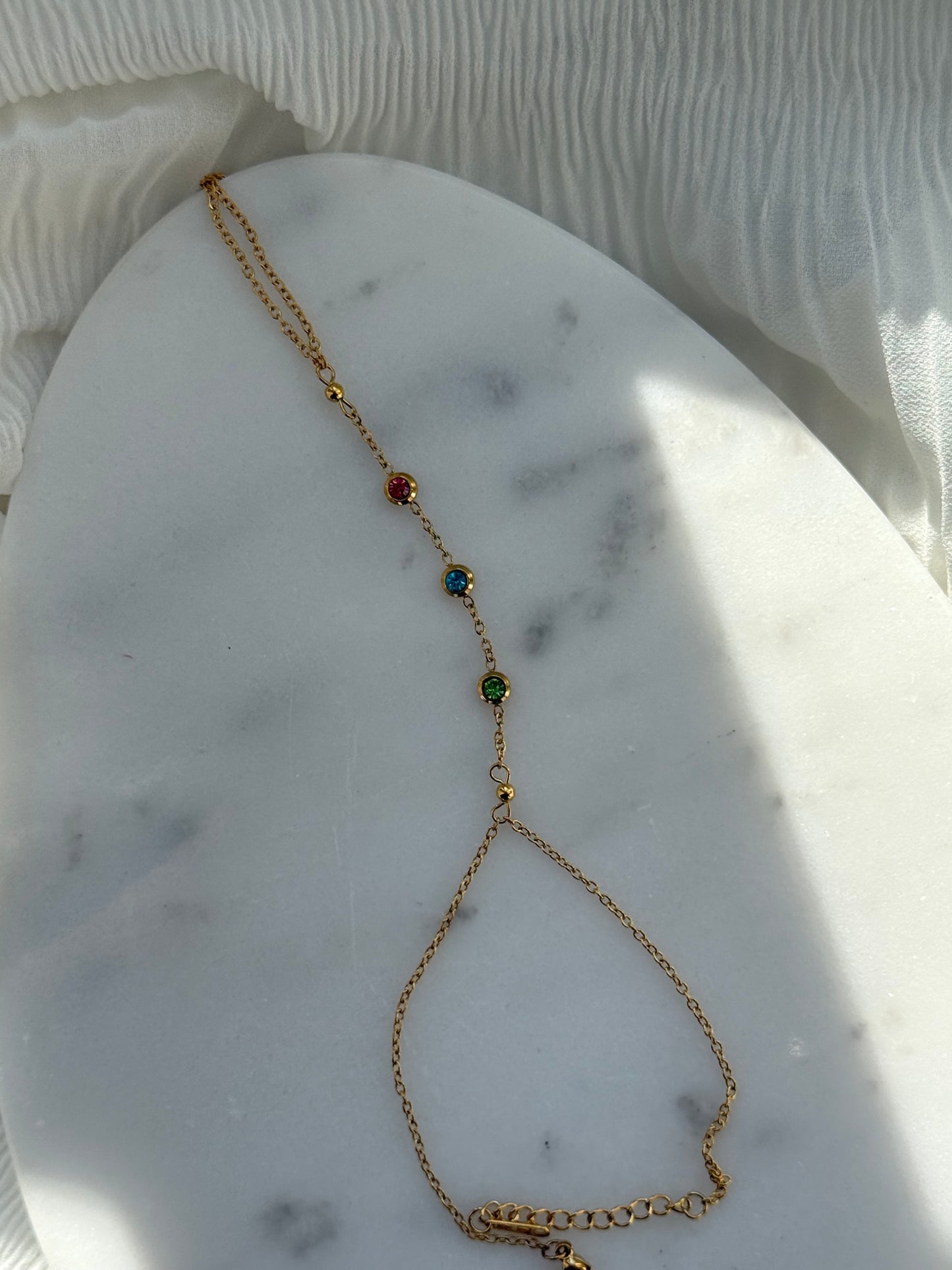 Handkette Edelstahl mit Bunten Steinen - 10948