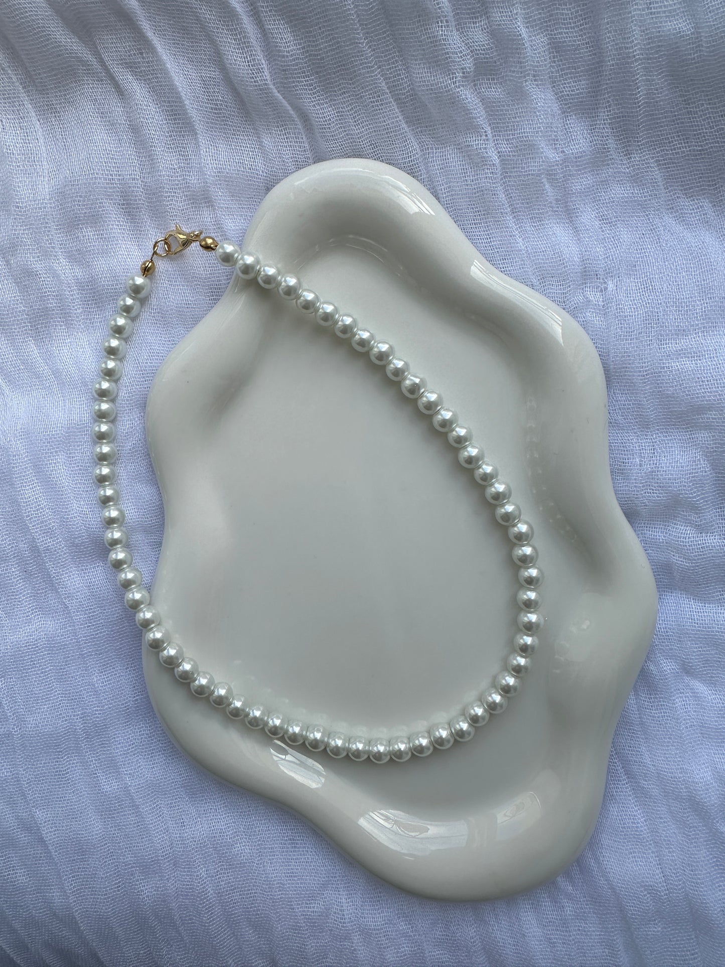 Perlenkette Basic mit Weißen Glasperlen - 10188