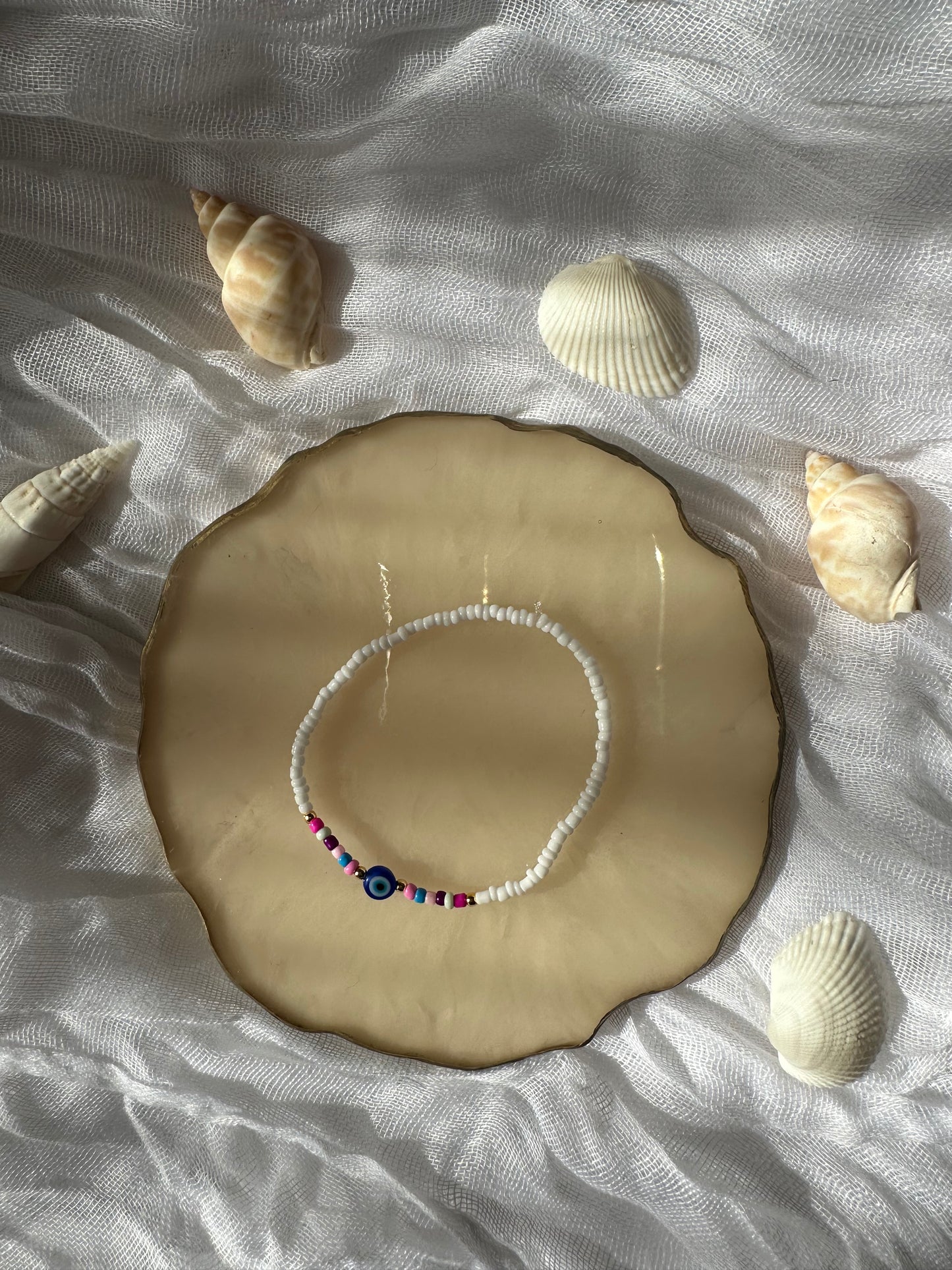 Buntes Perlenarmband mit blauem Nazar - 10441