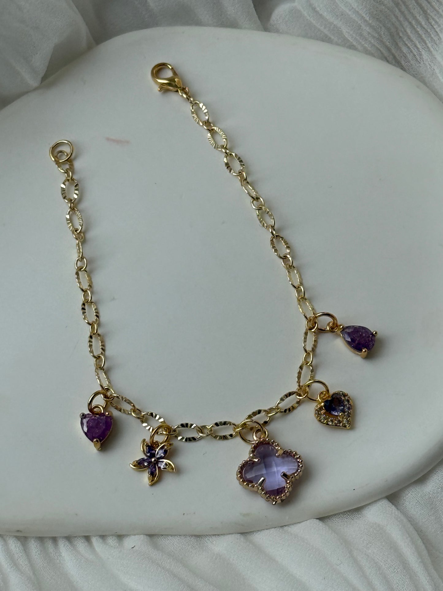 Charms Armband Purple Love - 111208