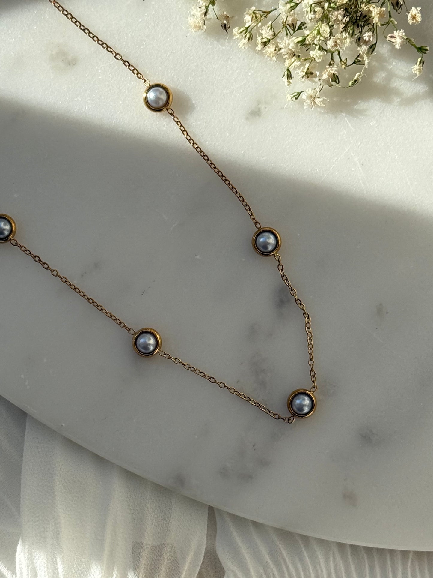 Halskette Edelstahl Pearls - 11051