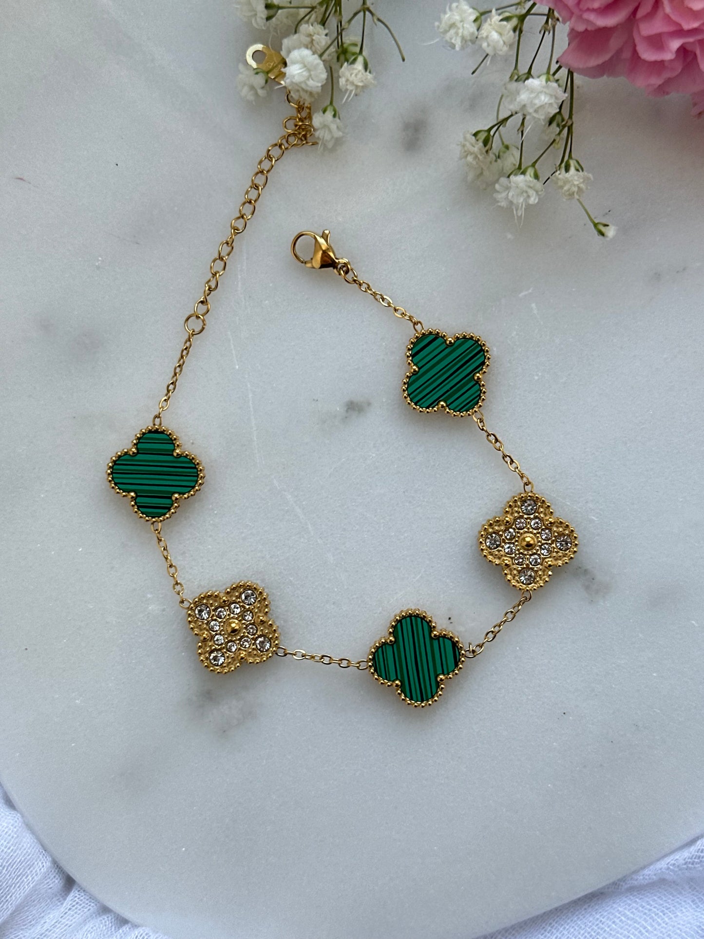 Grünes - Goldenes Clover Armband - 10618