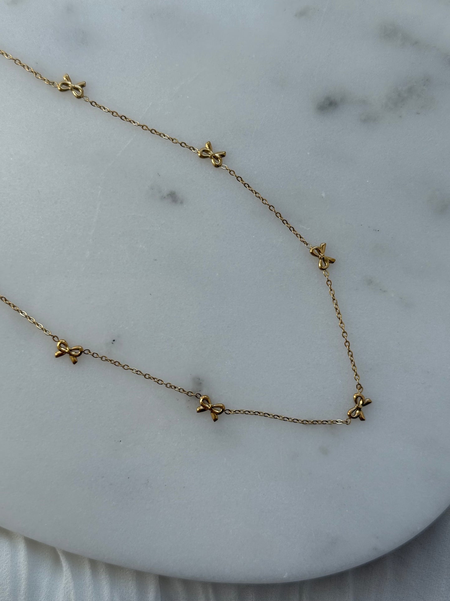 Edelstahl Halskette Gold Bow - 11105