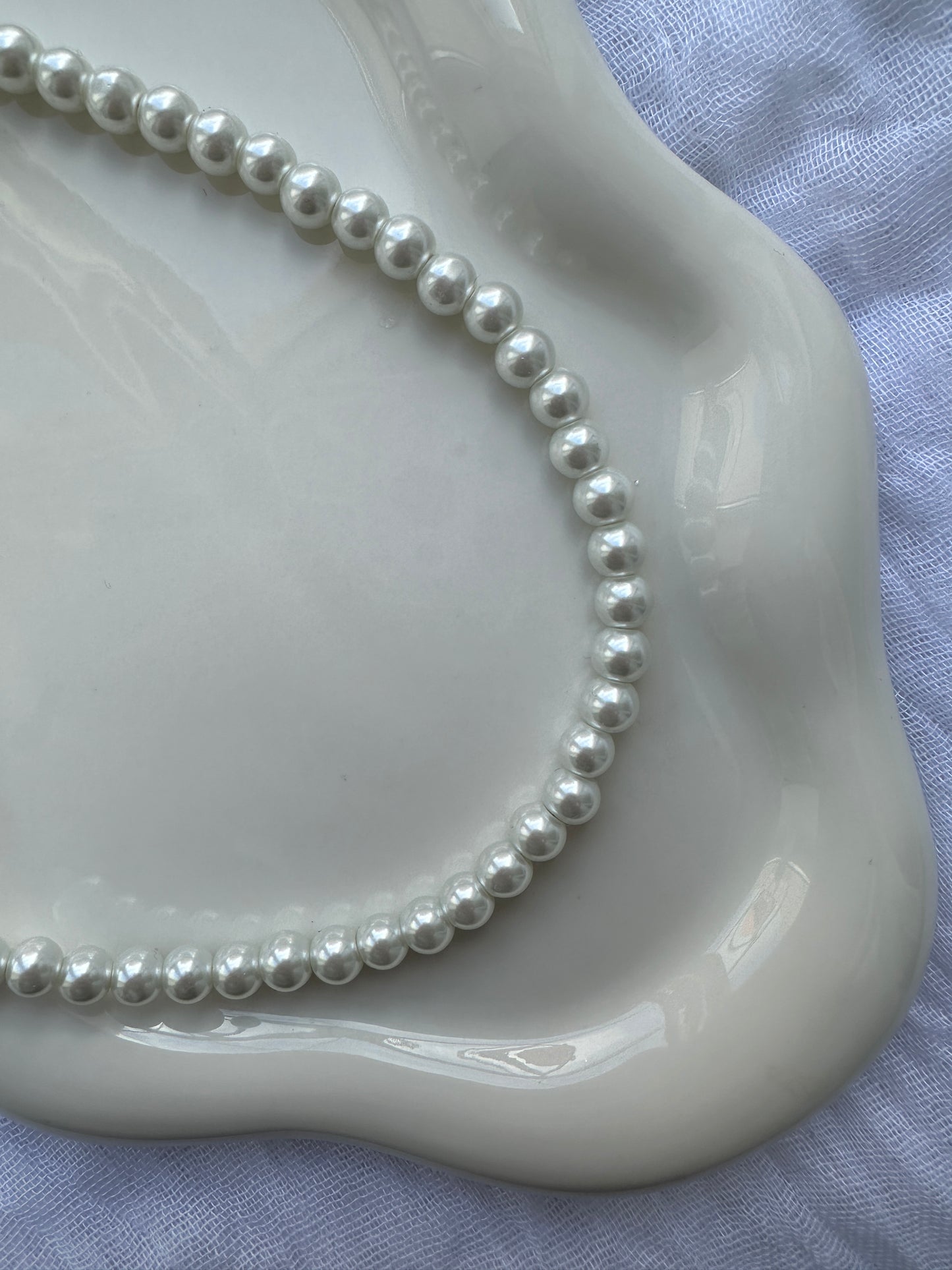 Perlenkette Basic mit Weißen Glasperlen - 10188