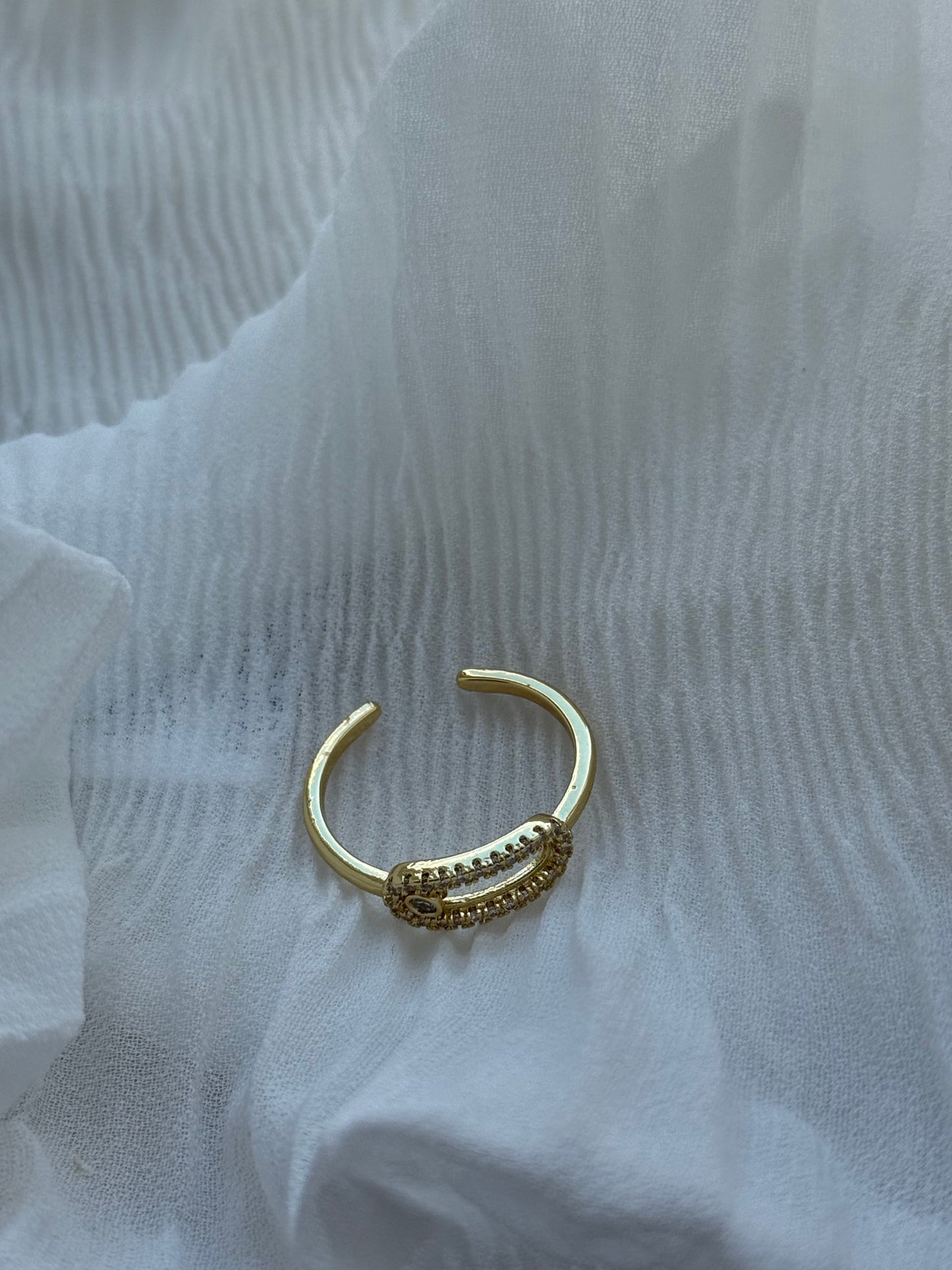 Edelstahl Gold Zirkonia Ring - 11139