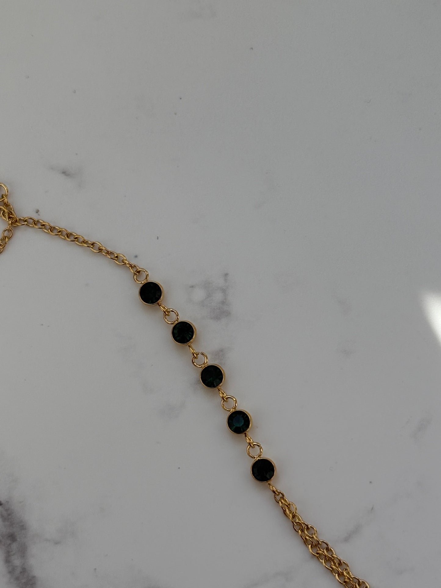 Handkette Edelstahl mit Grünen Steinen- 10946