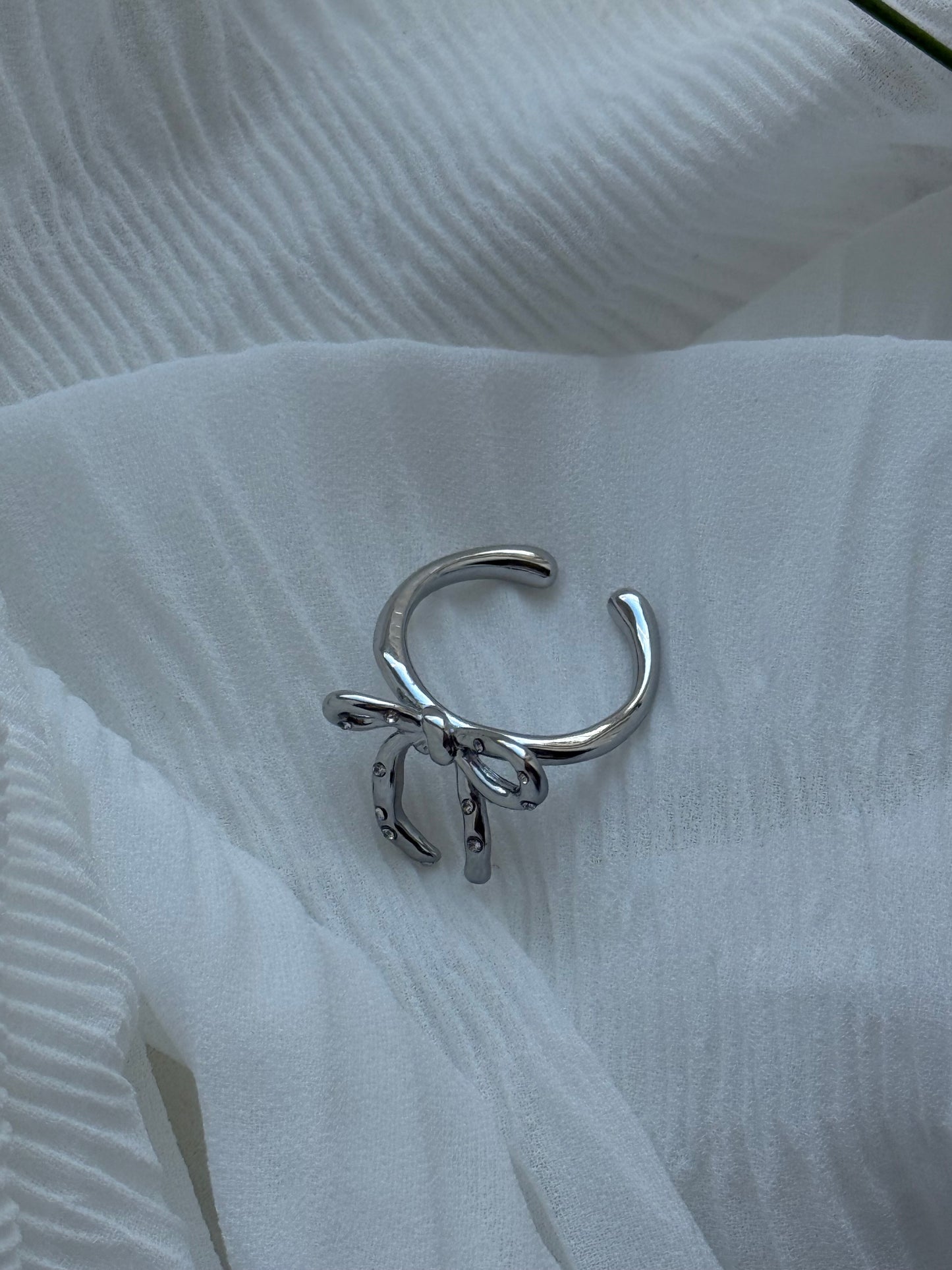 Edelstahl Silber Ring Bow - 11136