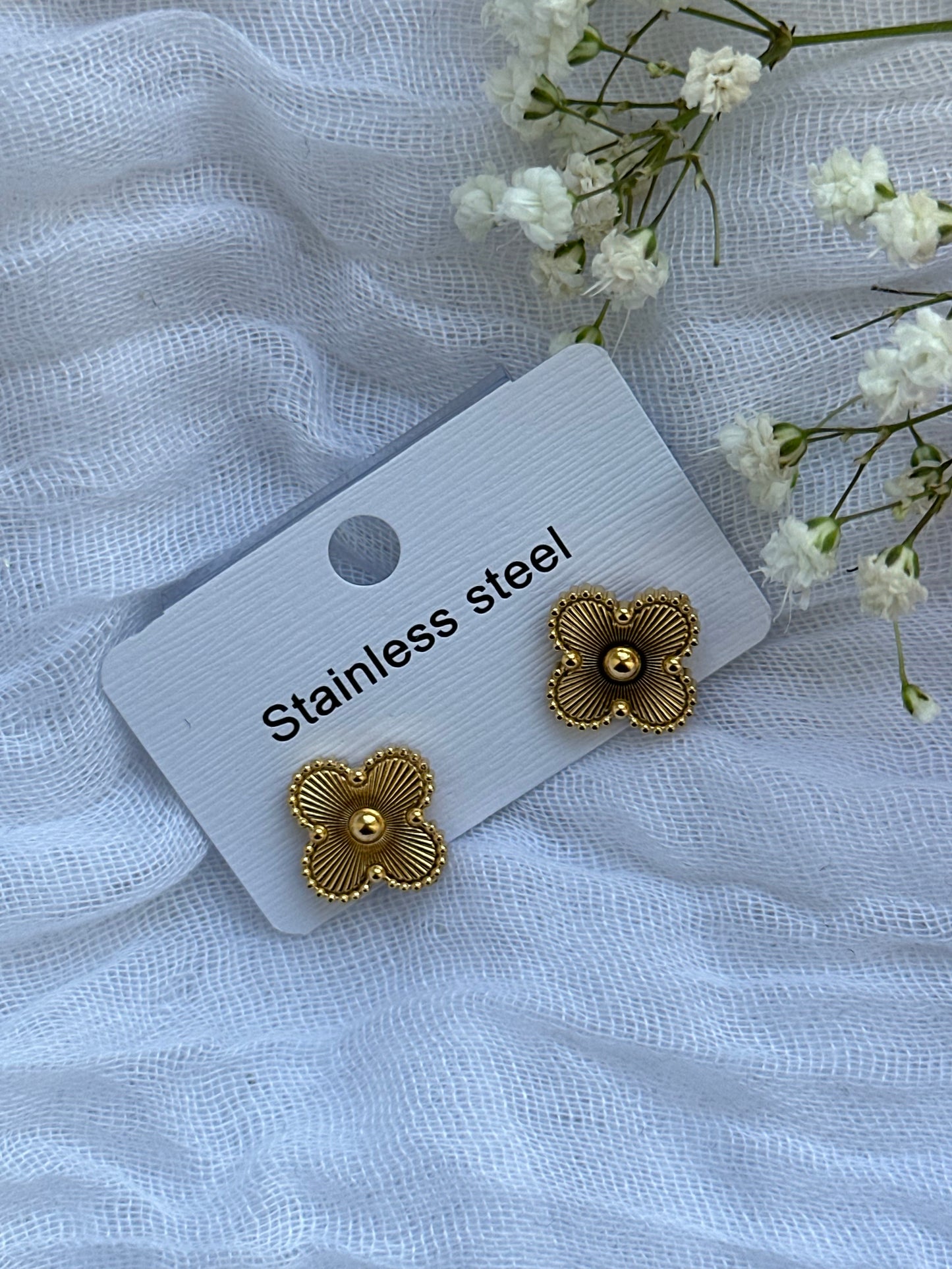 Goldene Clover Ohrringe - 10626