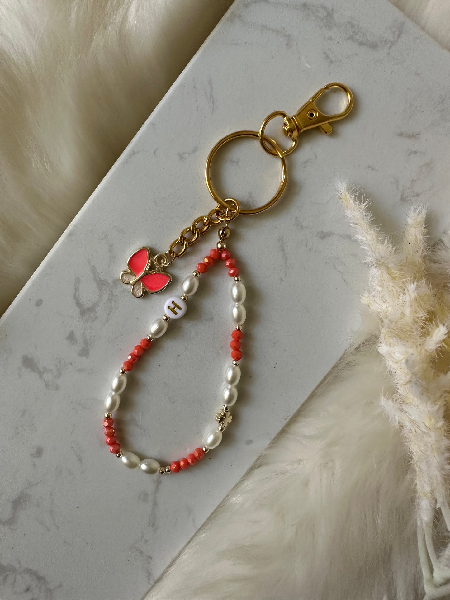 Schlüsselanhänger personalisiert mit Schmetterling Anhänger - 10022