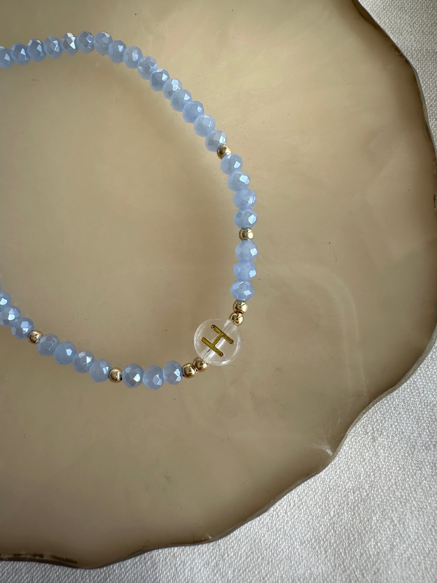 Perlenarmband personalisiert mit Blauen Kristallperlen - 10326