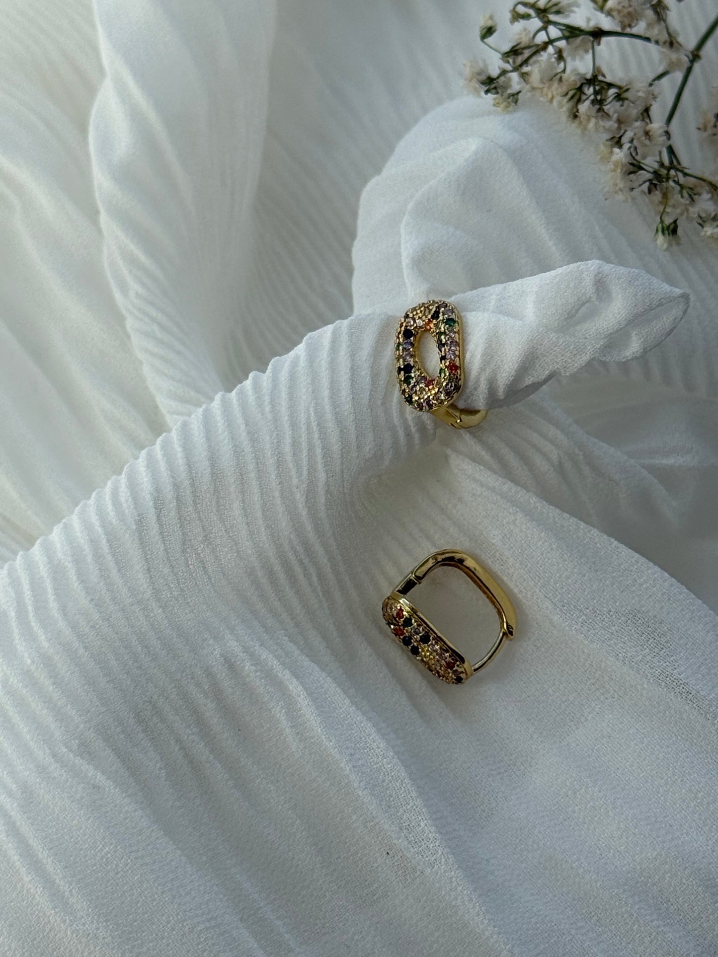 Goldene Bunte Zirkonia Ohrringe - 11119