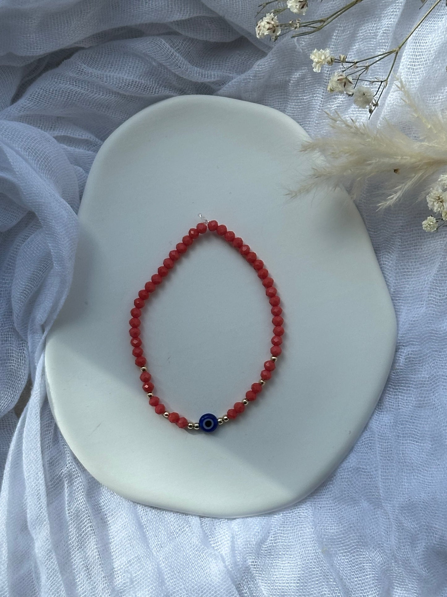Perlenarmband mit Kristallperlen und mit einer Nazar / Evil eye Perle - 10675