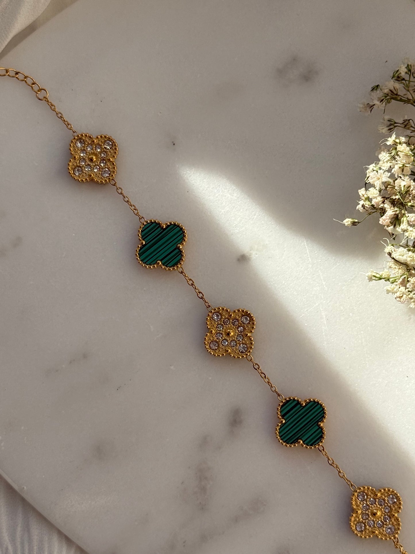 Edelstahl Armband Green Clover - 11065