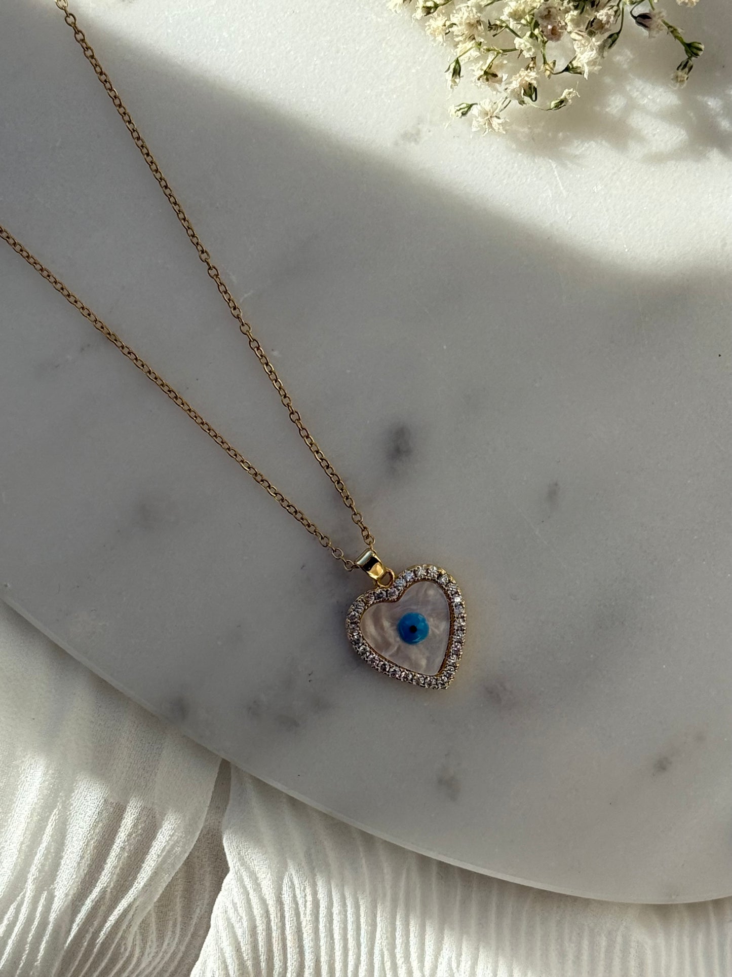 Halskette Edelstahl Evil eye Heart - 11042