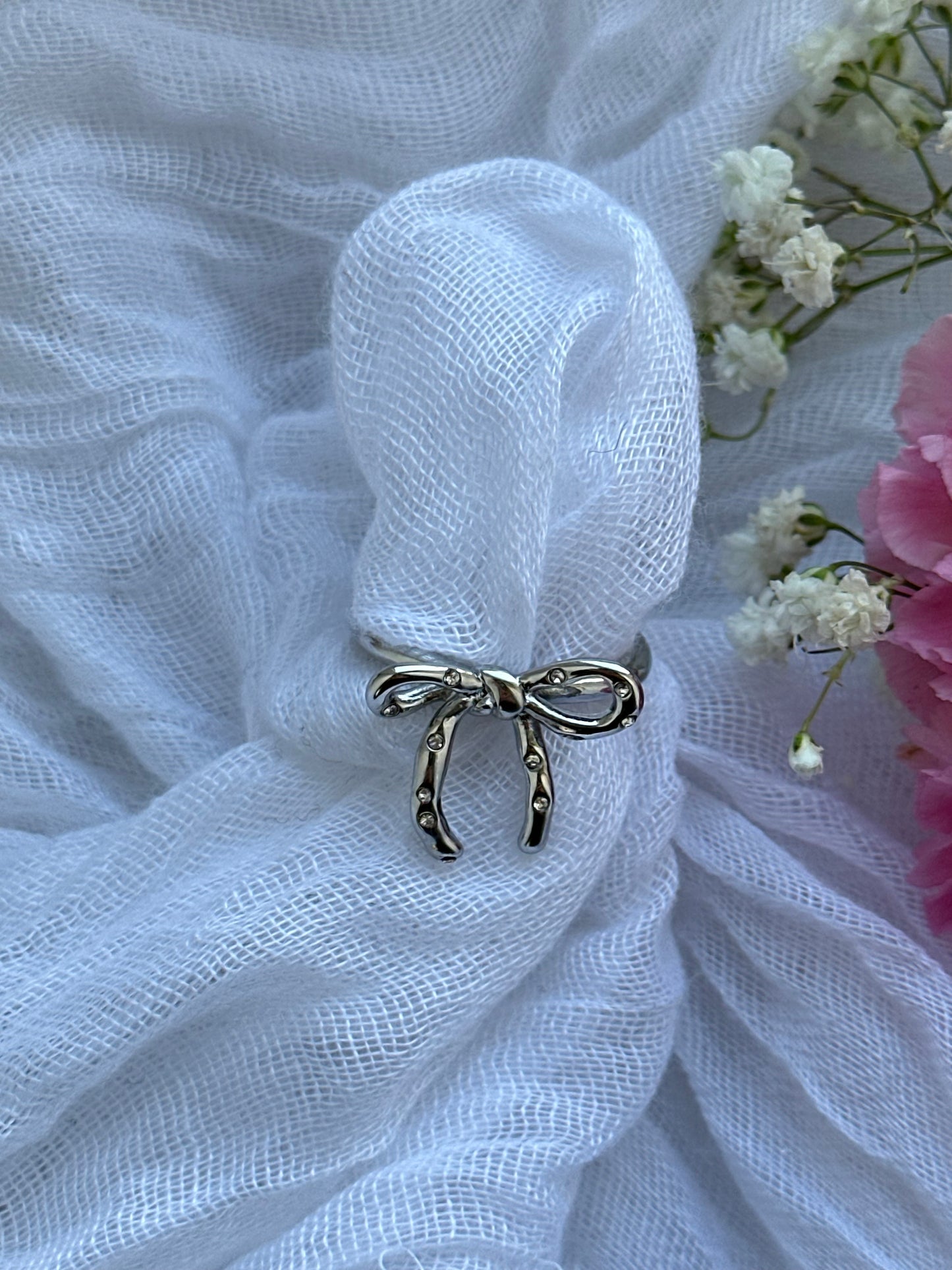 Verstellbarer Ring mit Schleifen Anhänger Silber - 10655