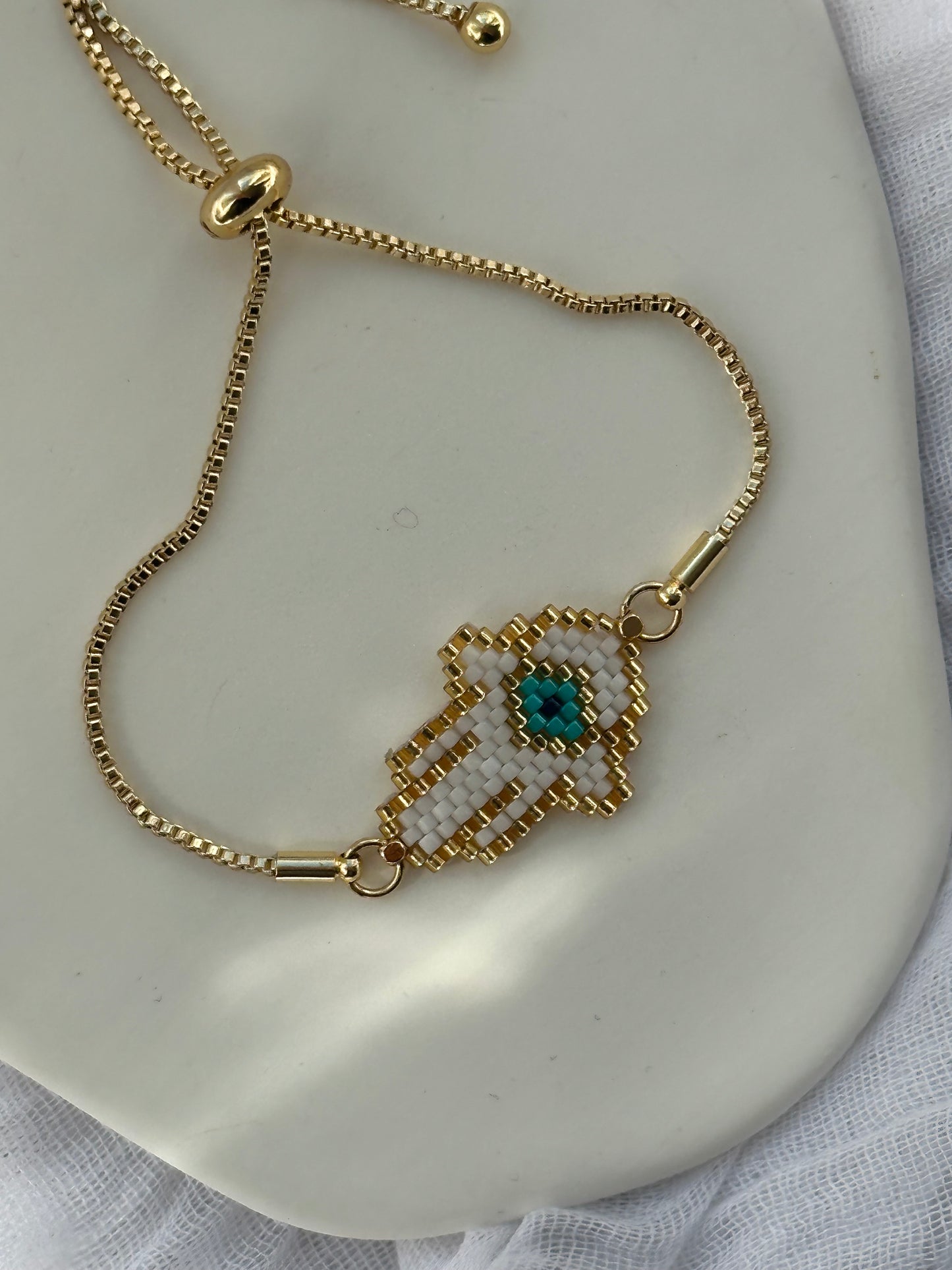 Verstellbares Armband mit Fatima Hand Anhänger - 10860