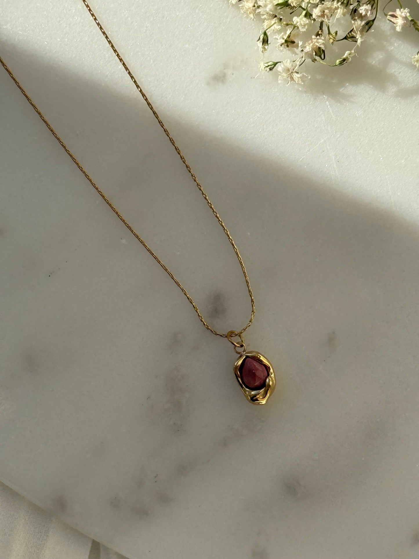 Halskette Edelstahl mit Stein Anhänger - 11047