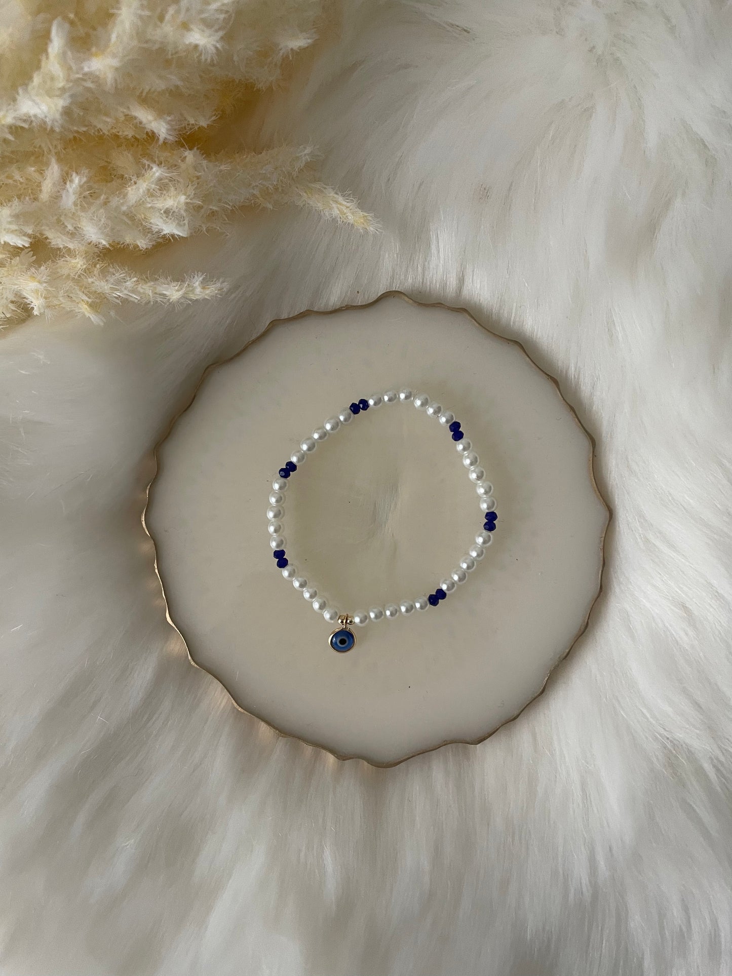 Perlenarmband weiß mit Nazar - 10408