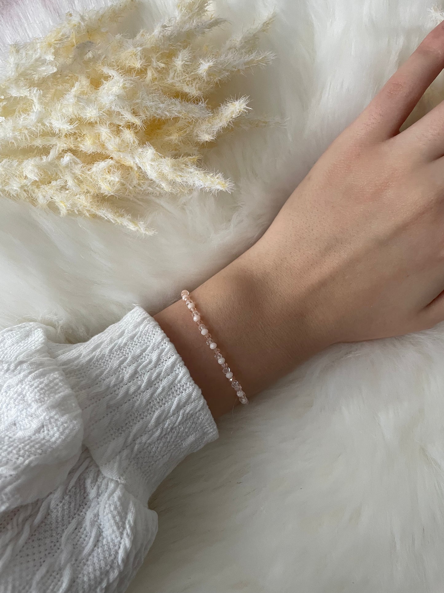 Perlenarmband rose / beige - 10431