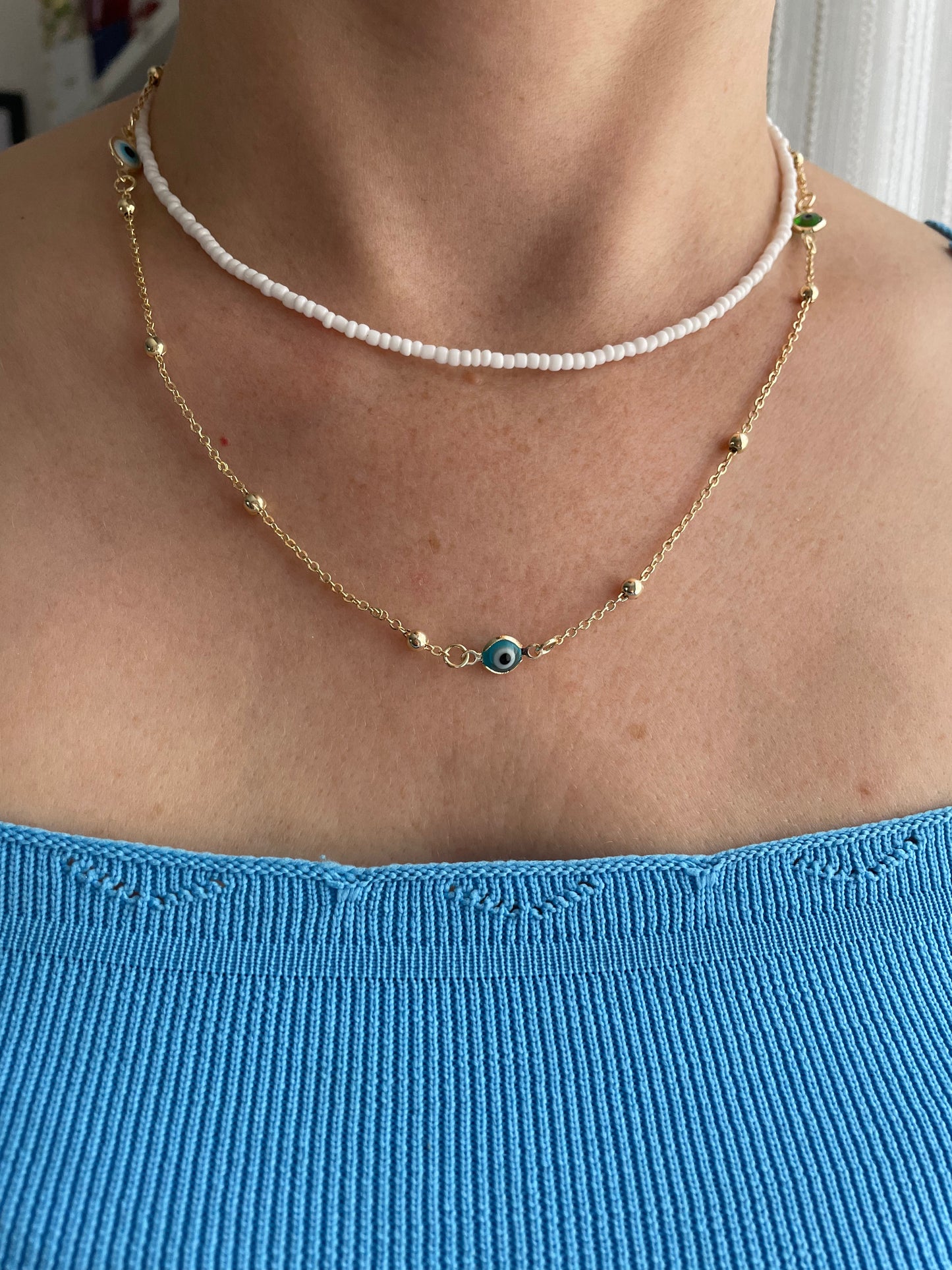 Perlenkette chocker weiß - 10212