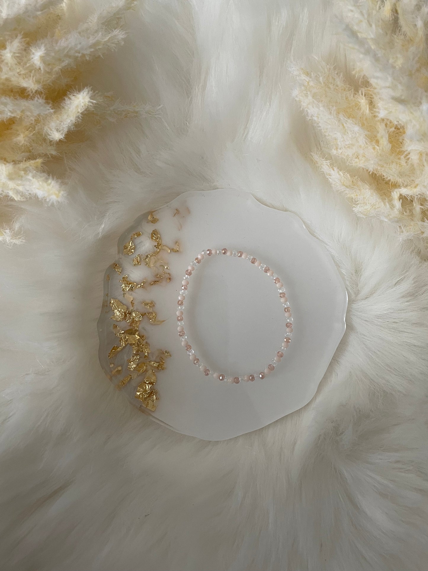 Perlenarmband rose / beige - 10431