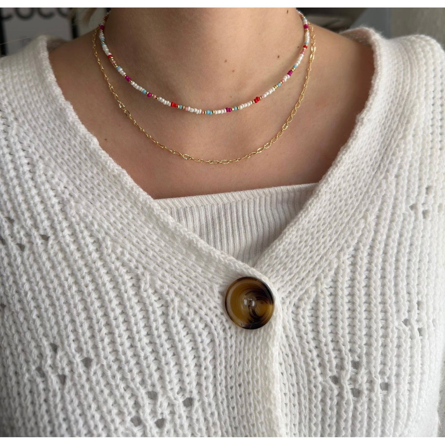 Perlenkette chocker bunt - 10215