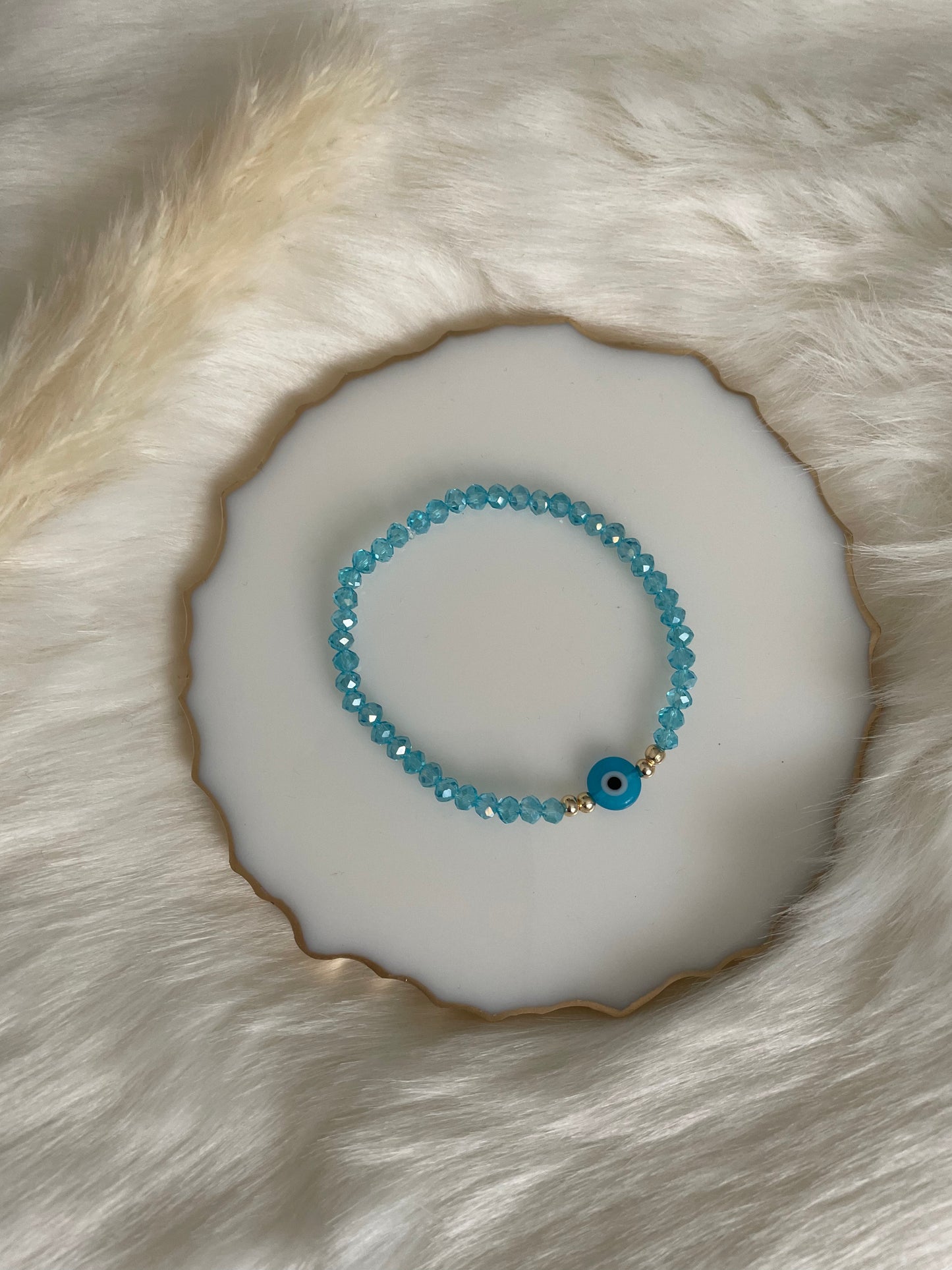 Perlenarmband hellblau mit Nazar - 10289