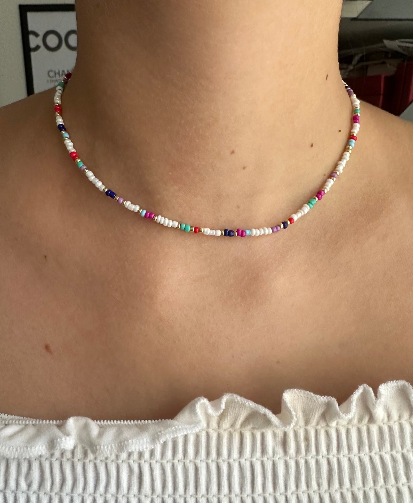 Perlenkette chocker bunt - 10107