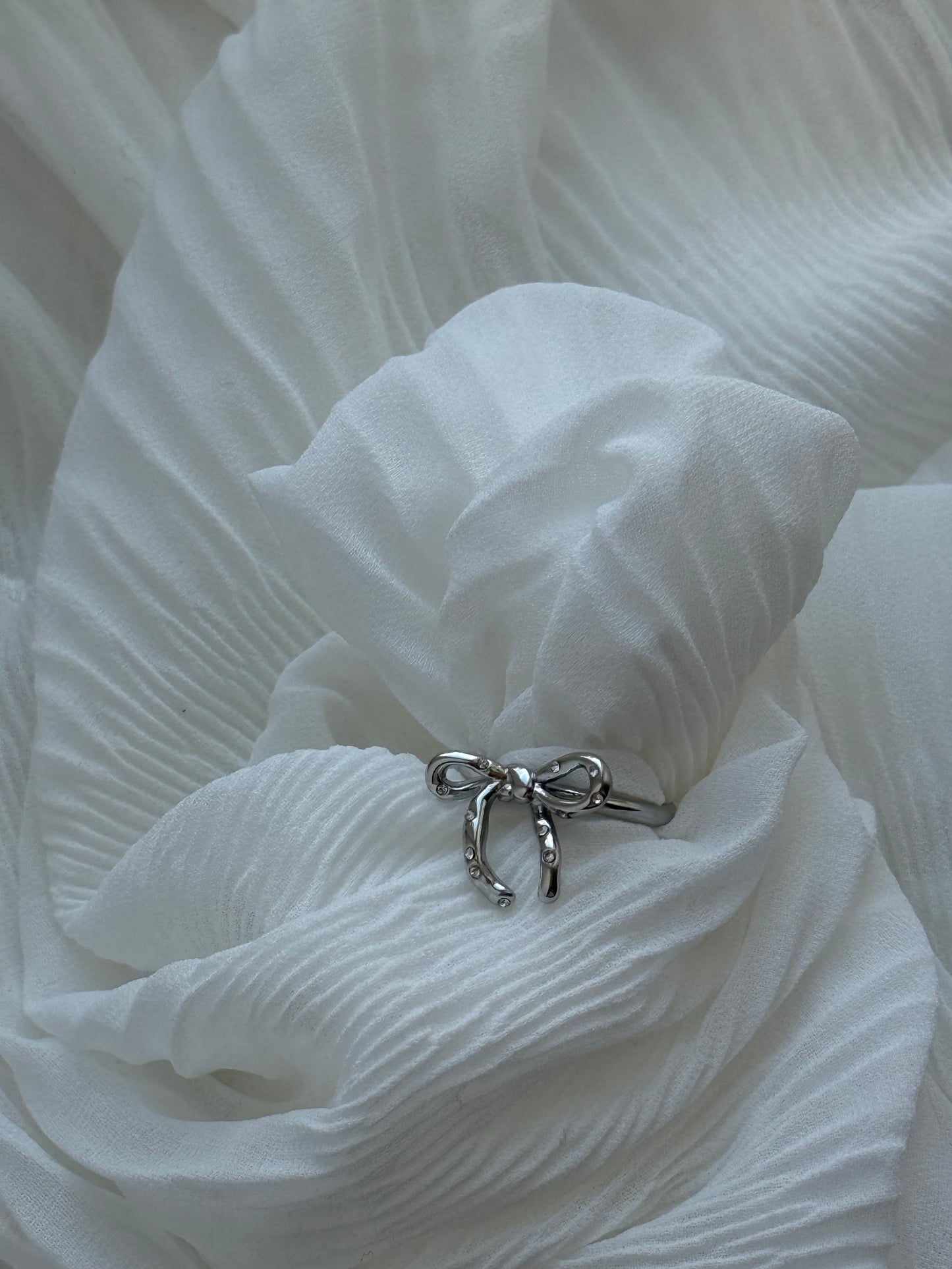 Edelstahl Silber Ring Bow - 11136