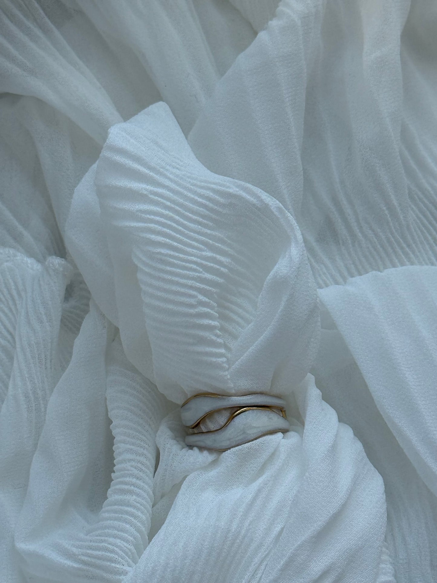 Edelstahl Ring Beige Wave - 11124