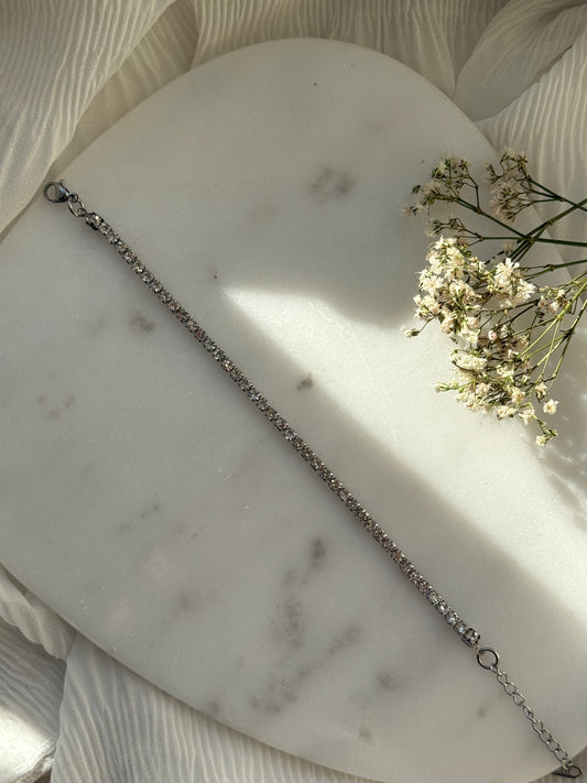 Edelstahl Armband Zirkonia Silber - 11070