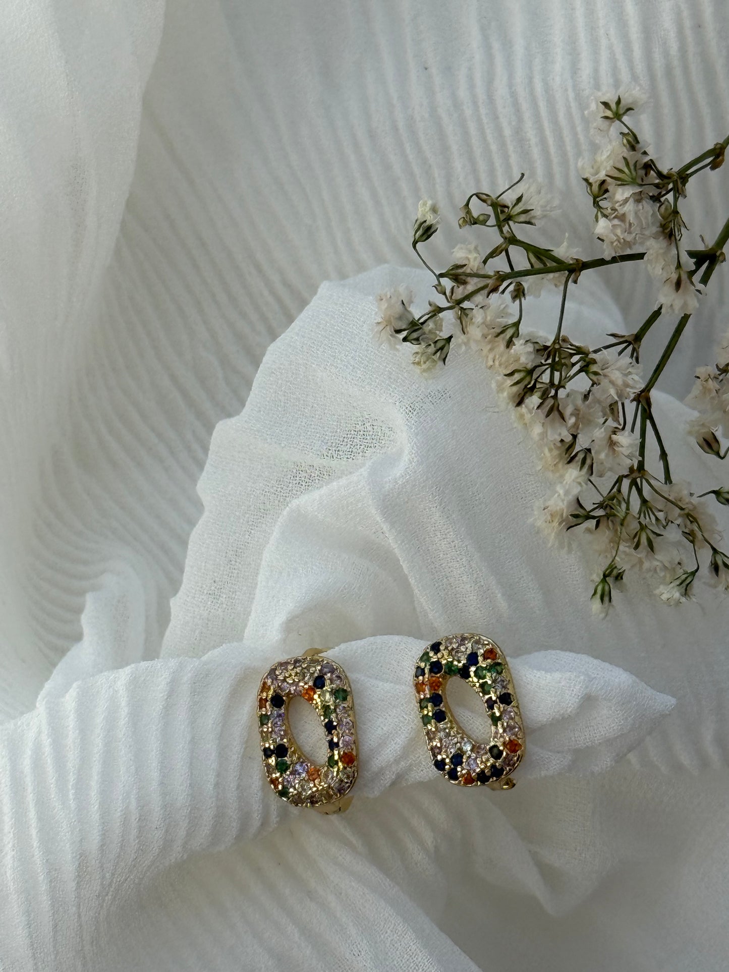 Goldene Bunte Zirkonia Ohrringe - 11119