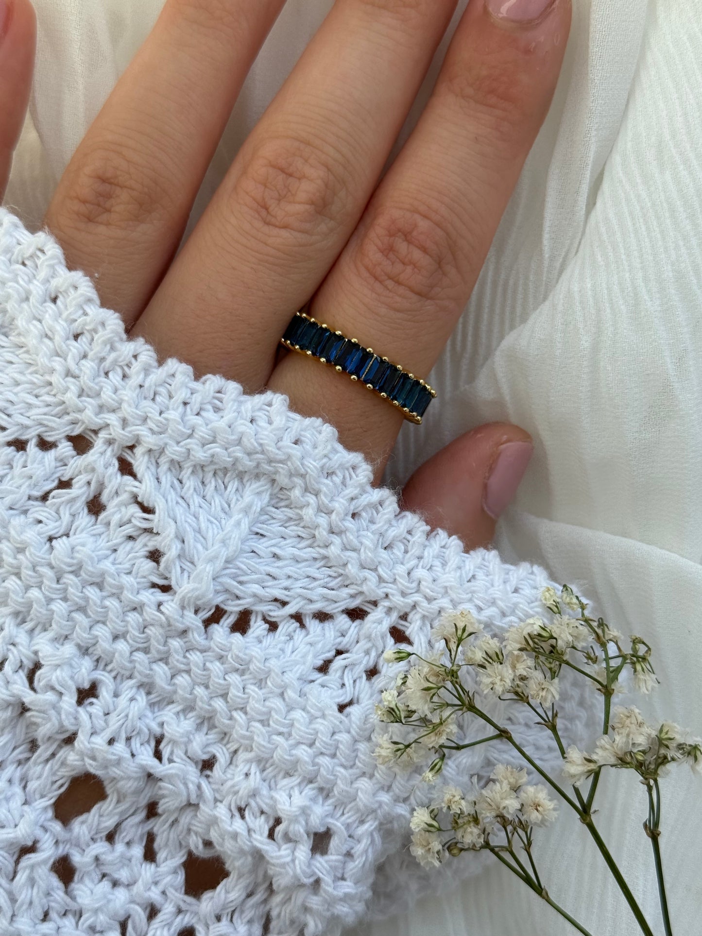 Edelstahl Ring Blue Zirkonia - 11132