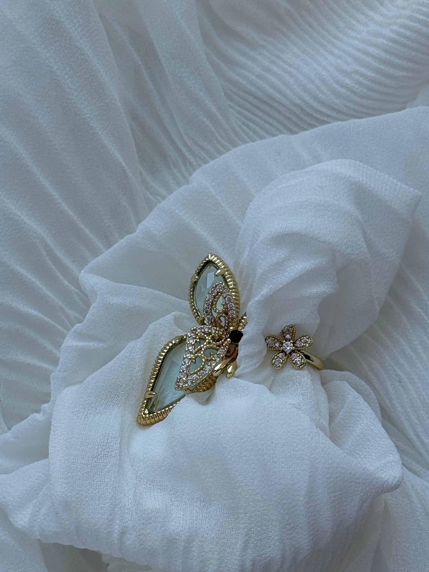 Edelstahl Ring Butterfly Flower  - 11134