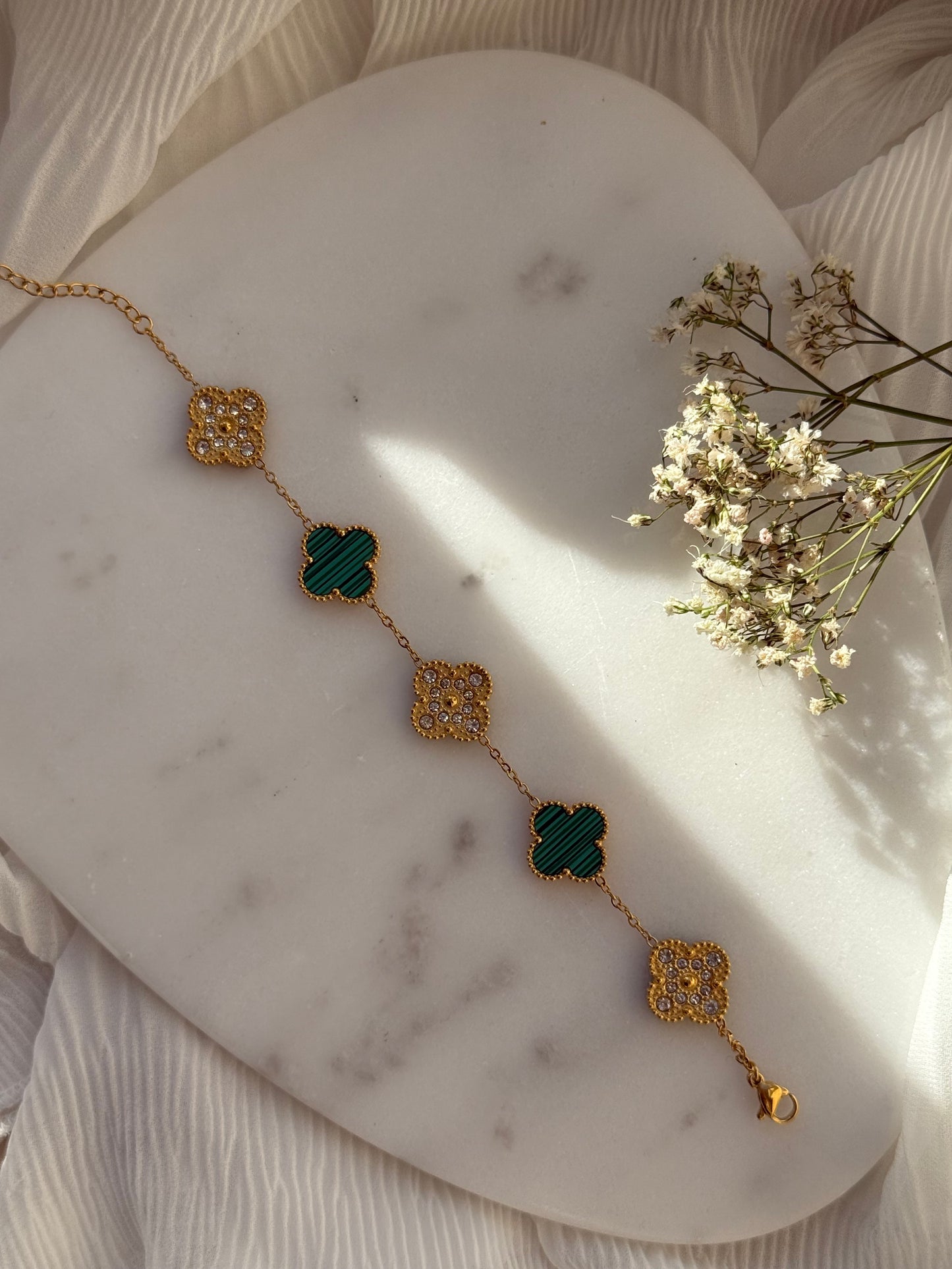 Edelstahl Armband Green Clover - 11065