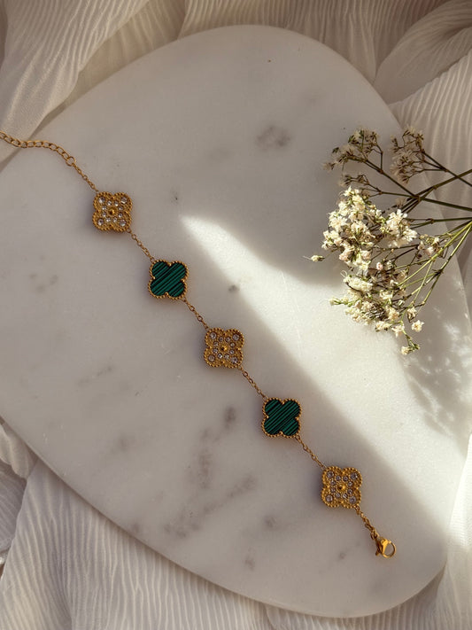 Edelstahl Armband Green Clover - 11065