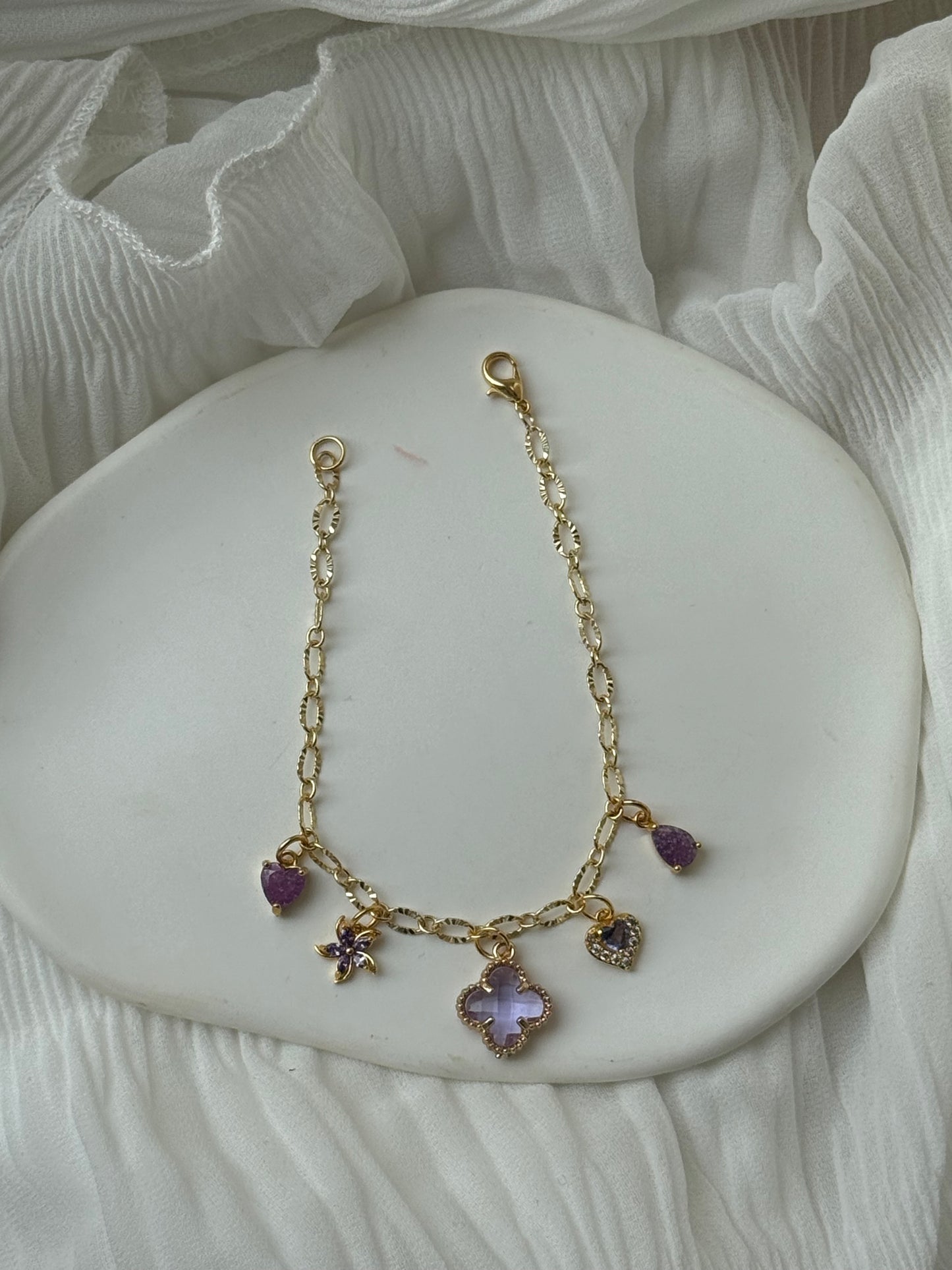 Charms Armband Purple Love - 111208