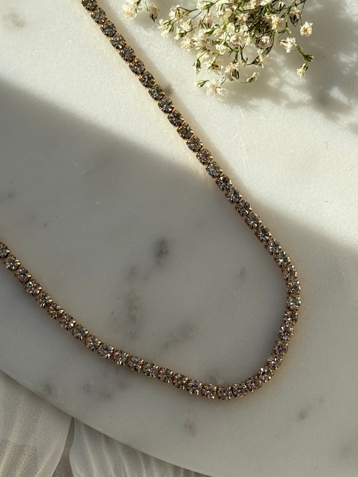 Dicke Edelstahl Halskette Zirkonia - 11057