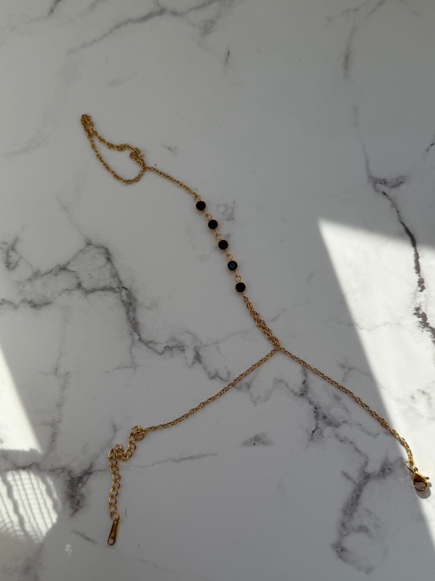 Handkette Edelstahl mit Grünen Steinen- 10946