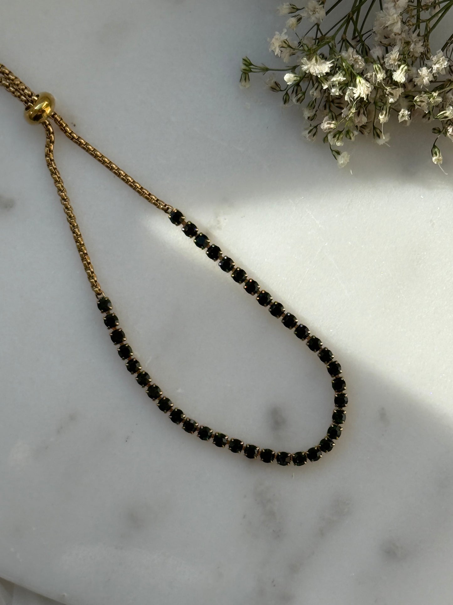 Edelstahl verstellbares Zirkonia Armband - 11077