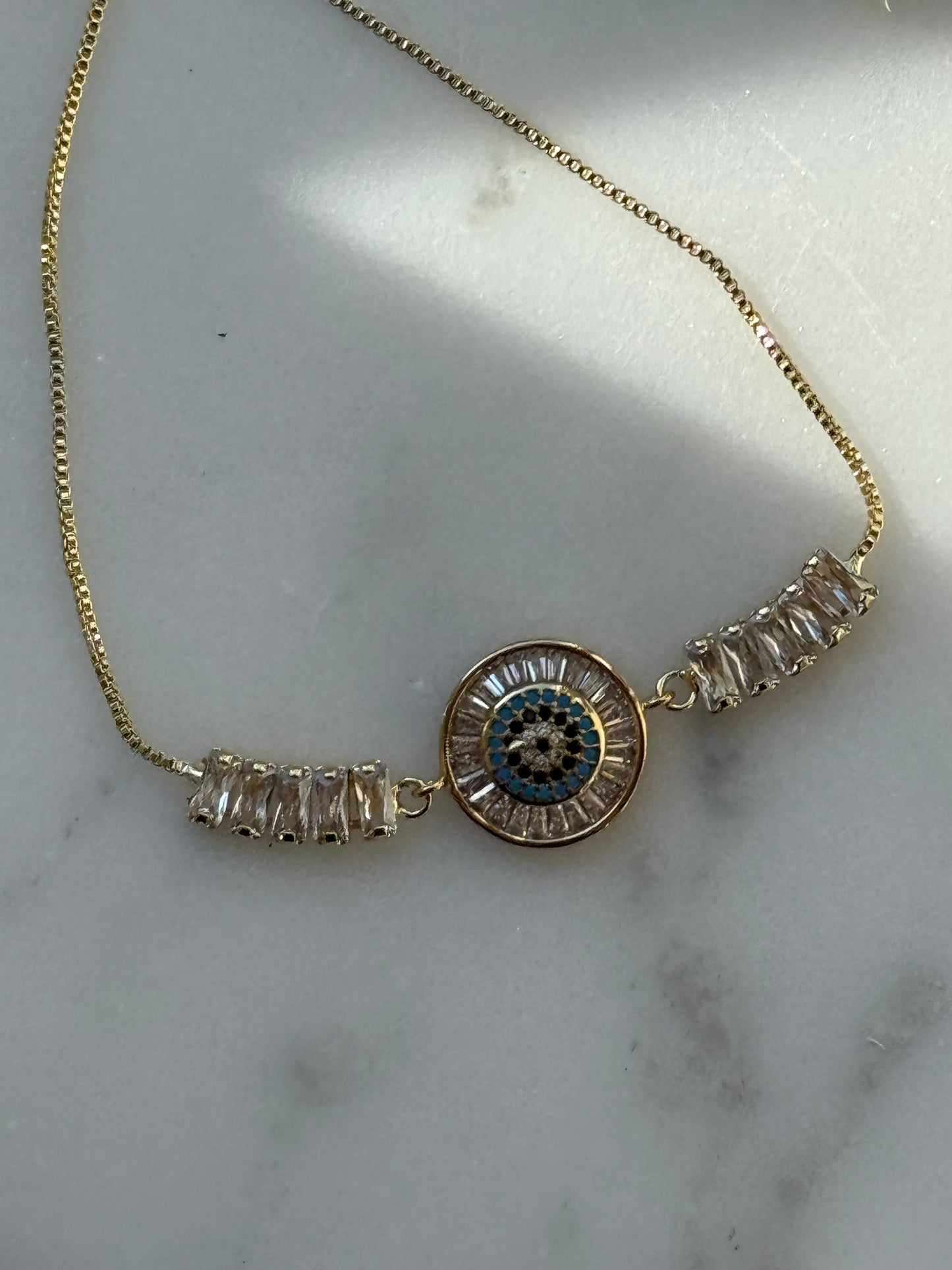 Edelstahl verstellbares Nazar Zirkonia Armband - 11078