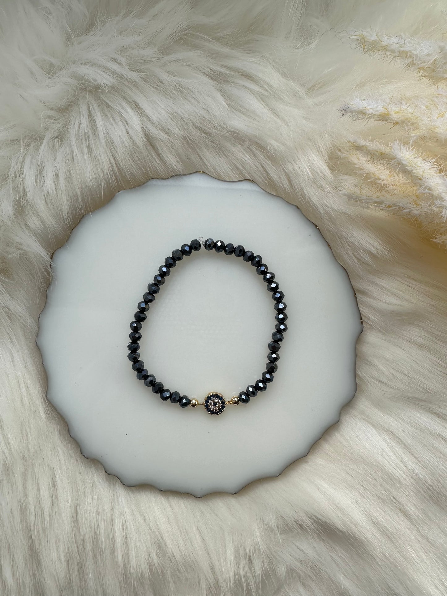 Perlenarmband Dunkelblau mit Nazar Anhänger - 10357