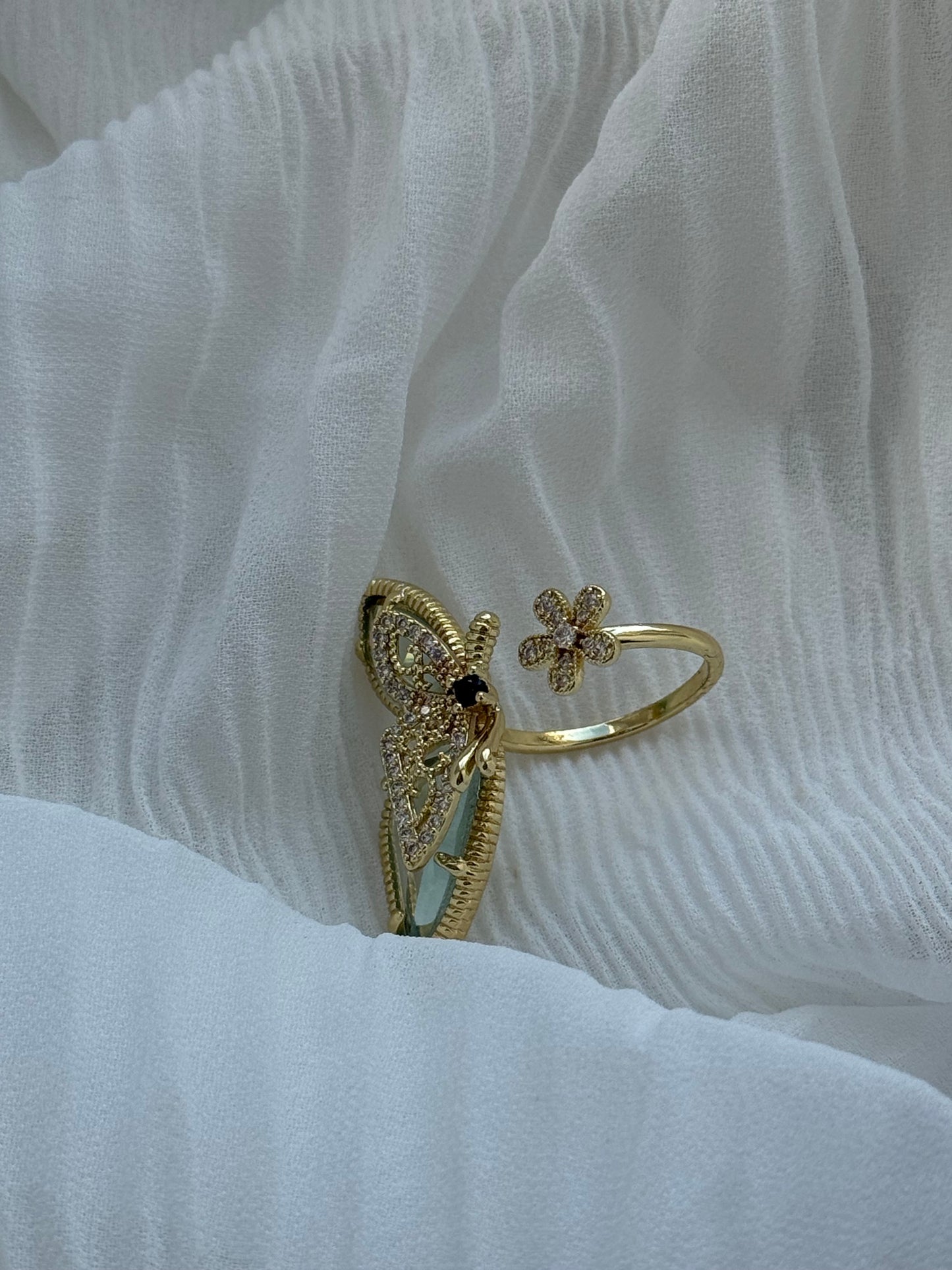 Edelstahl Ring Butterfly Flower  - 11134